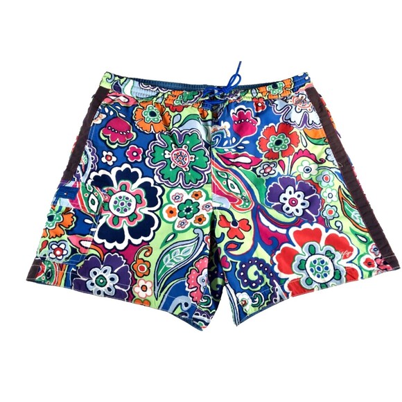 Vintage Tommy Hilfiger Men's Sz Large Hawaiian  Mesh-Lined Swim Trunks 7" Inseam - Picture 1 of 16